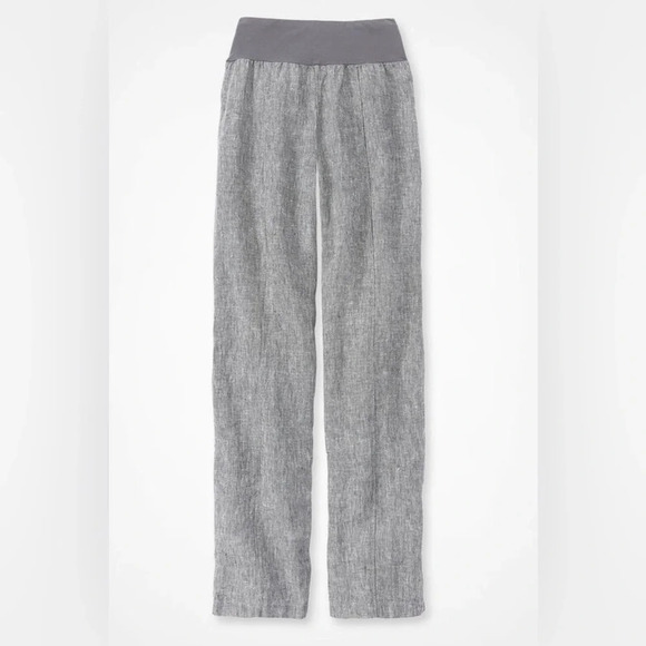 Coldwater Creek Linen High Rise Wide Leg Charcoal Pull On pants - Picture 2 of 12